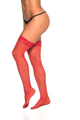 Mapale One Size Mesh Thigh Highs Stockings Lace Top Black Red White-Rebel Romance