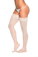 Mapale One Size Mesh Thigh Highs Stockings Lace Top Black Red White-Rebel Romance