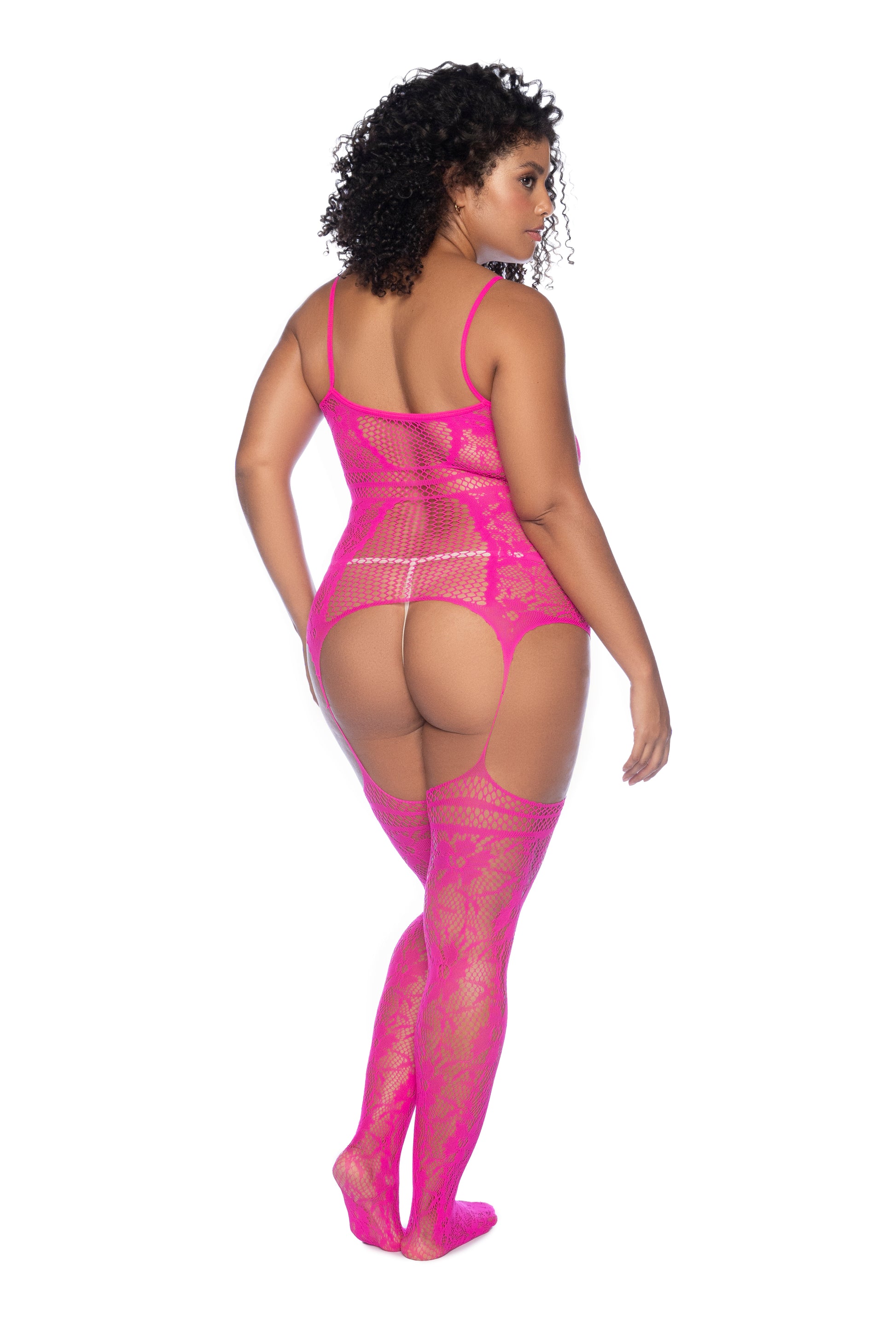 Mapale Queen Valentine Pretty in Pink Fishnet Bodystocking