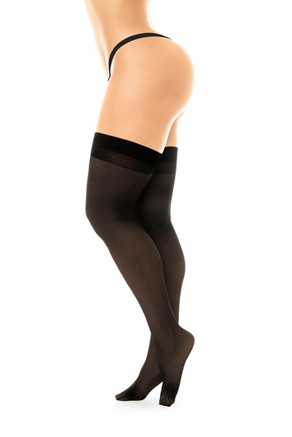 Mapale Sheer Thigh Highs Stockings One Size Black White