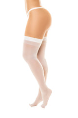 Mapale Sheer Thigh Highs Stockings One Size Black White-Rebel Romance