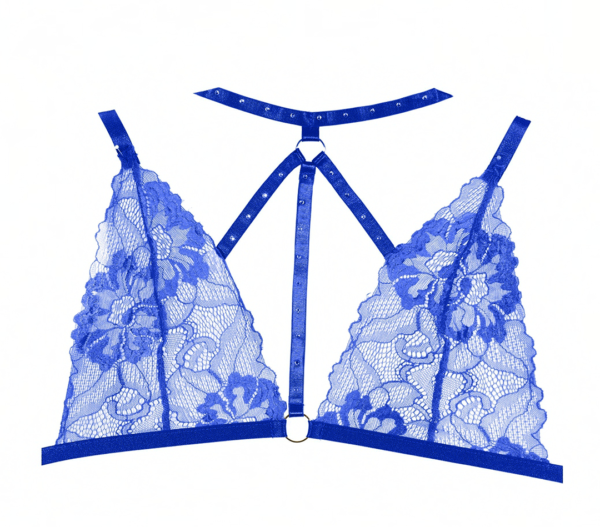 Allure Lingerie Margot Bralette & Crotchless Panty Set Blue