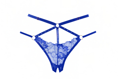 Allure Lingerie Margot Bralette & Crotchless Panty Set Blue