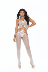 Elegant Moments White Crochet Bodystocking