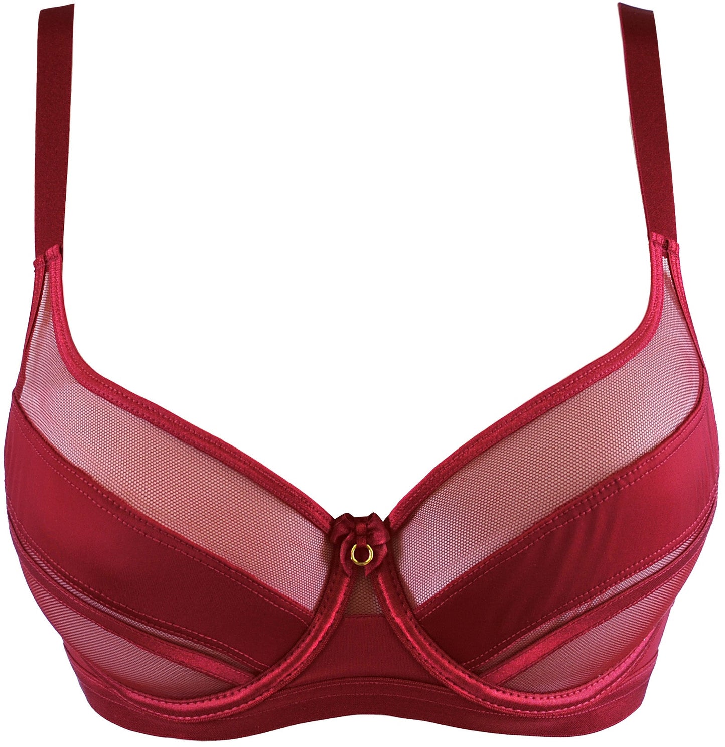Axami 12021 Sheer Stripe Unlined Bra Deep Burgundy