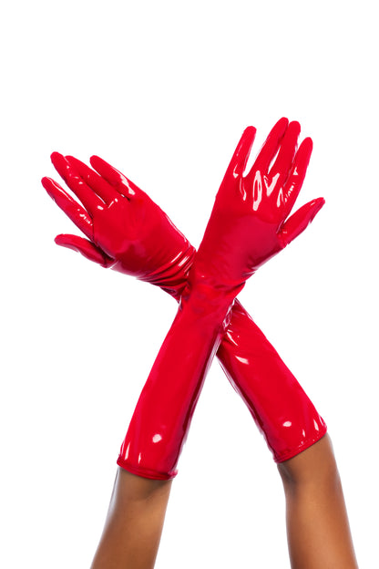 Mapale High Gloss Gloves Wet Look Red