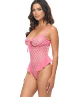 Aubrielle Diamond Mesh Underwire Teddy Pink