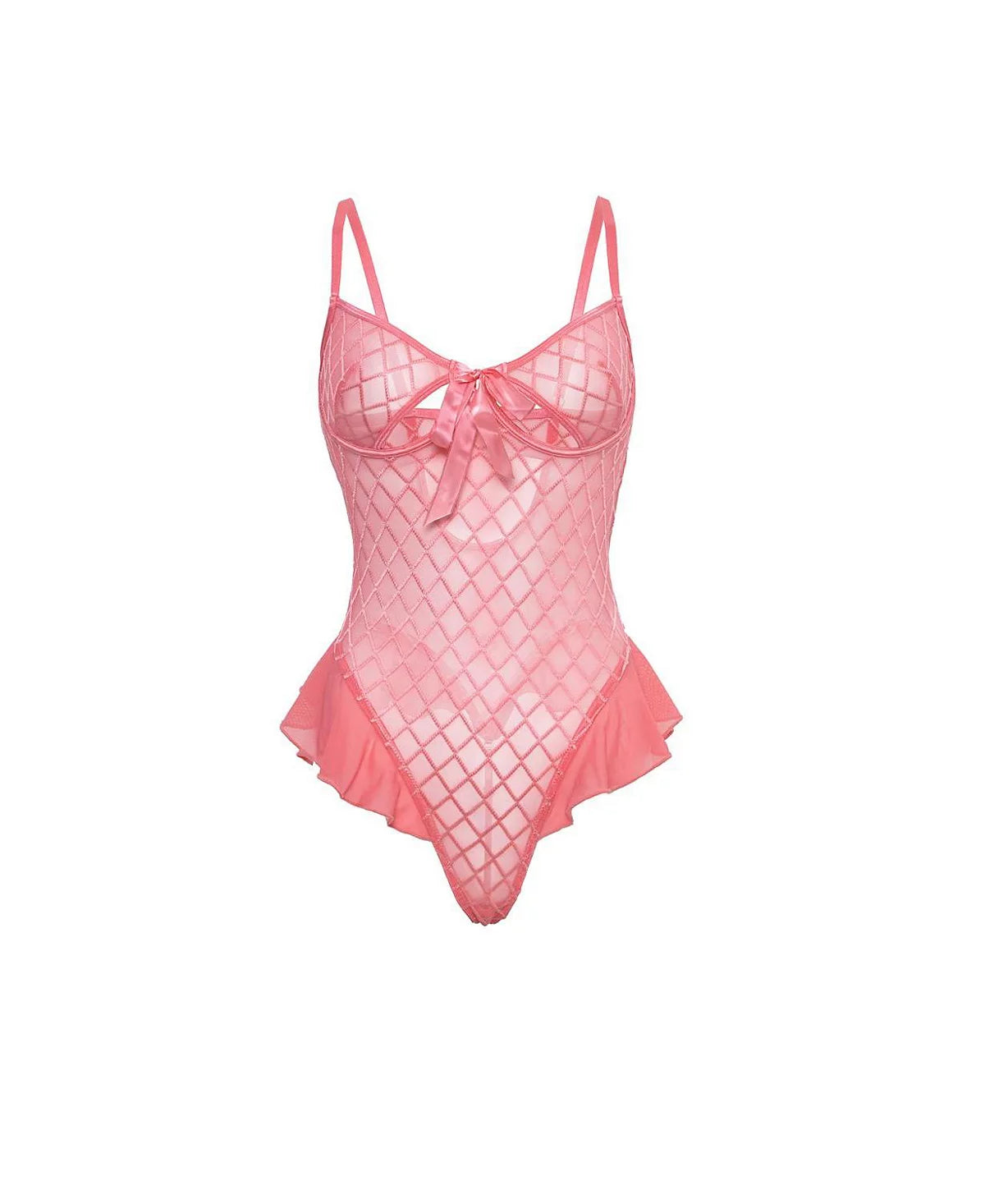 Oh la la Cheri Curvy Aubrielle Diamond Mesh Underwire Teddy Pink