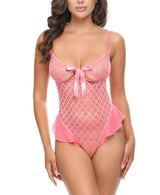 Aubrielle Diamond Mesh Underwire Teddy Pink