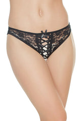 Coquette Queen Sheer Sophistication Crotchless Panty Black