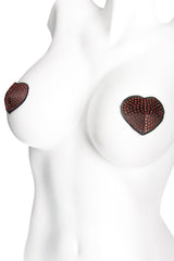 Coquette Shine Heart Rhinestone Pasties Reusable Black/Red