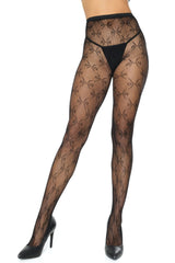 Coquette Take A Bow Pantyhose Black