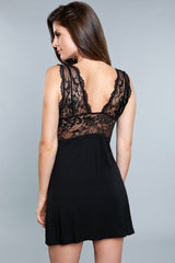 BeWicked Orian Lace Jersey Chemise Black