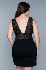 BeWicked Orian Lace Jersey Chemise Black