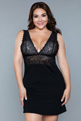 BeWicked Orian Lace Jersey Chemise Black