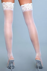 BeWicked Lace Over It Thigh Highs White