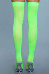 BeWicked Opaque Nylon Thigh Highs Neon Green