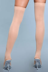 BeWicked Opaque Nylon Thigh Highs Beige