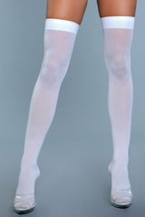 BeWicked Opaque Nylon Thigh Highs White