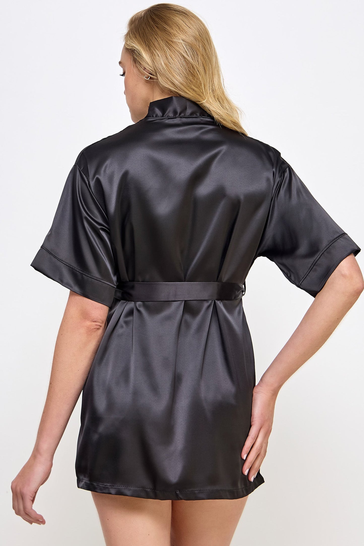 BeWicked Satin Getting Ready Robe Black