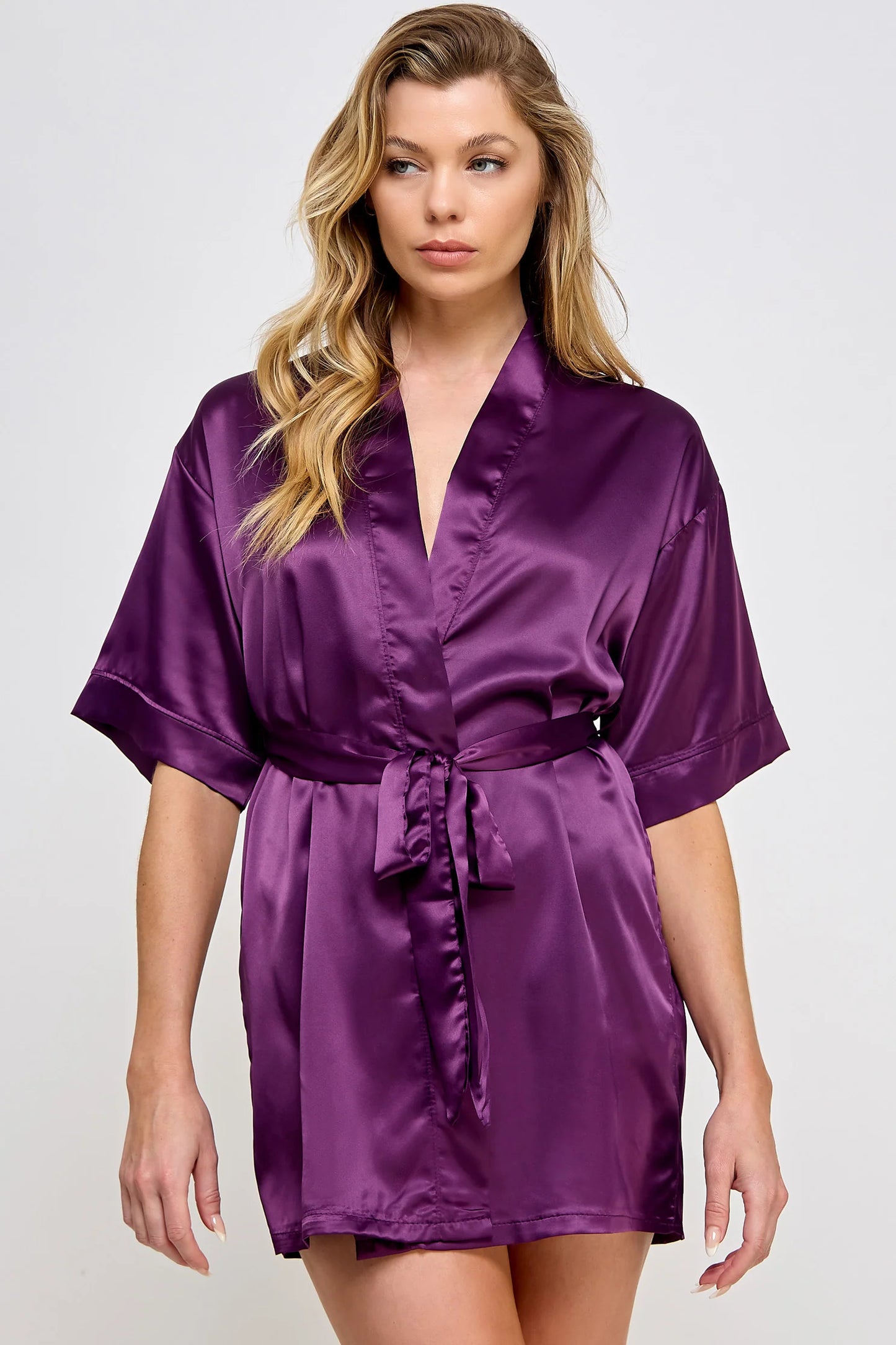 BeWicked Satin Getting Ready Robe Burgundy