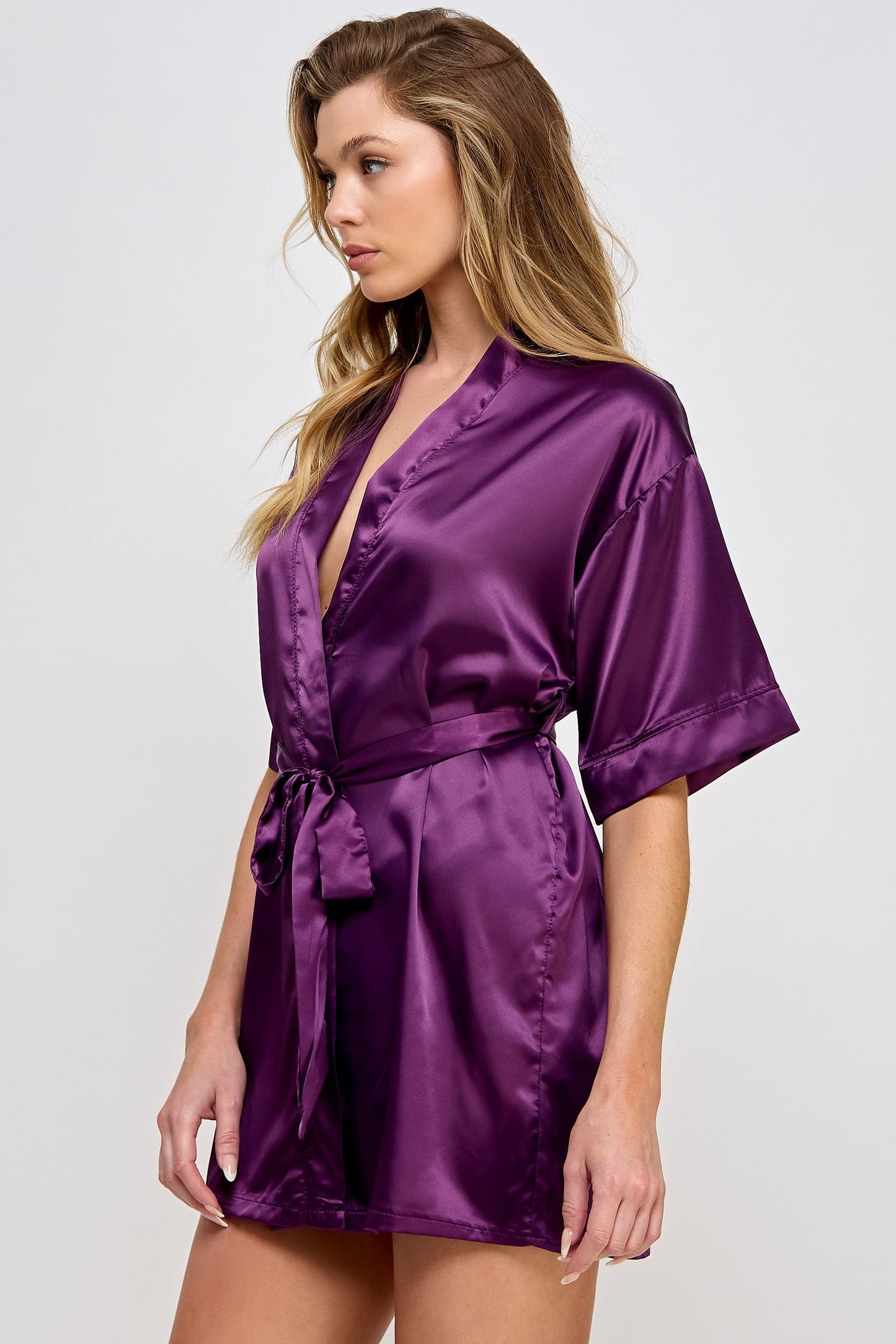 BeWicked Satin Getting Ready Robe Burgundy