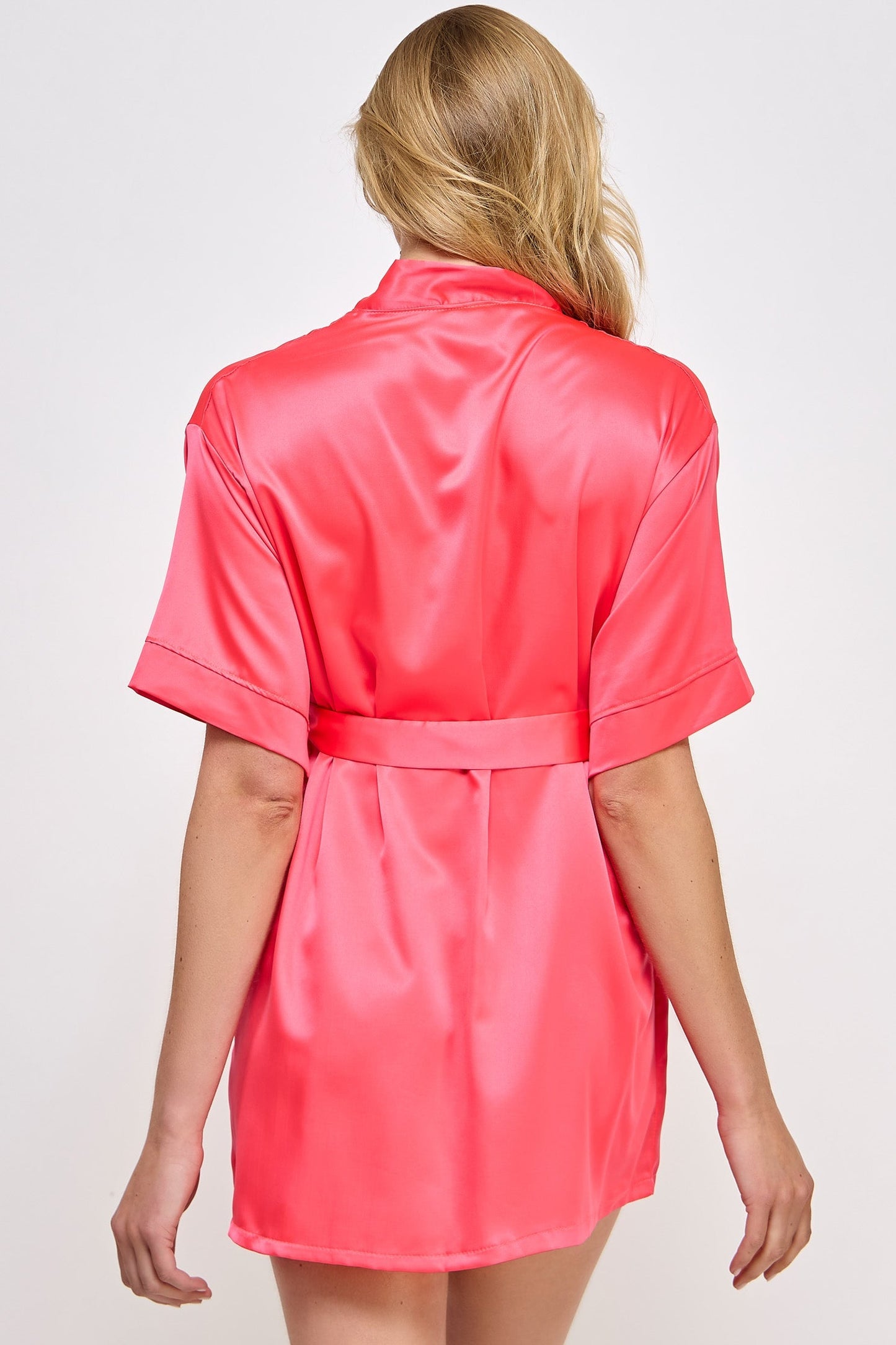 BeWicked Satin Getting Ready Robe Hot Pink