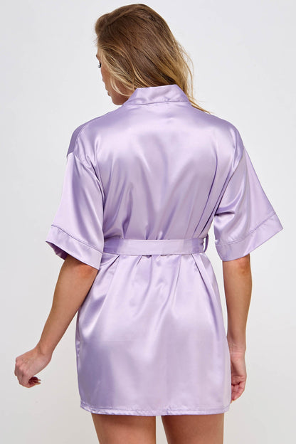BeWicked Satin Getting Ready Robe Lavender