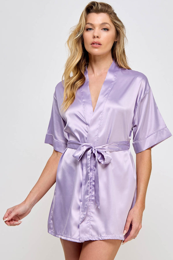 BeWicked Satin Getting Ready Robe Lavender