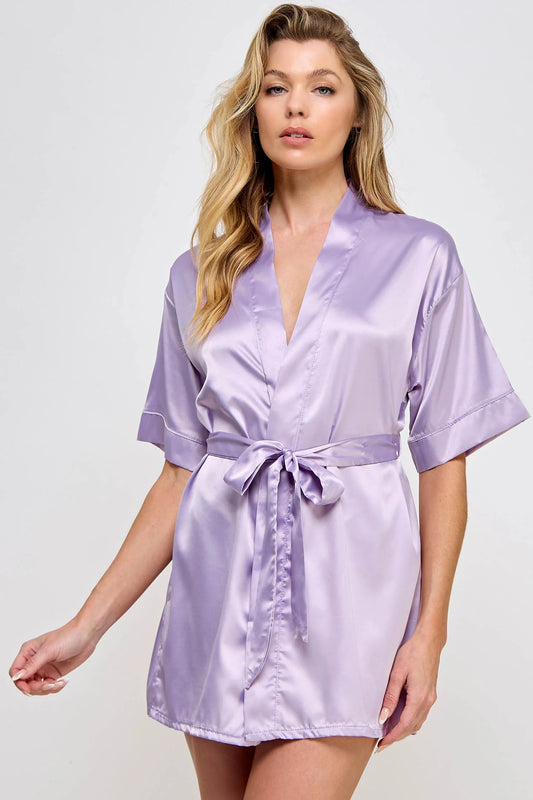 BeWicked Satin Getting Ready Robe Lavender