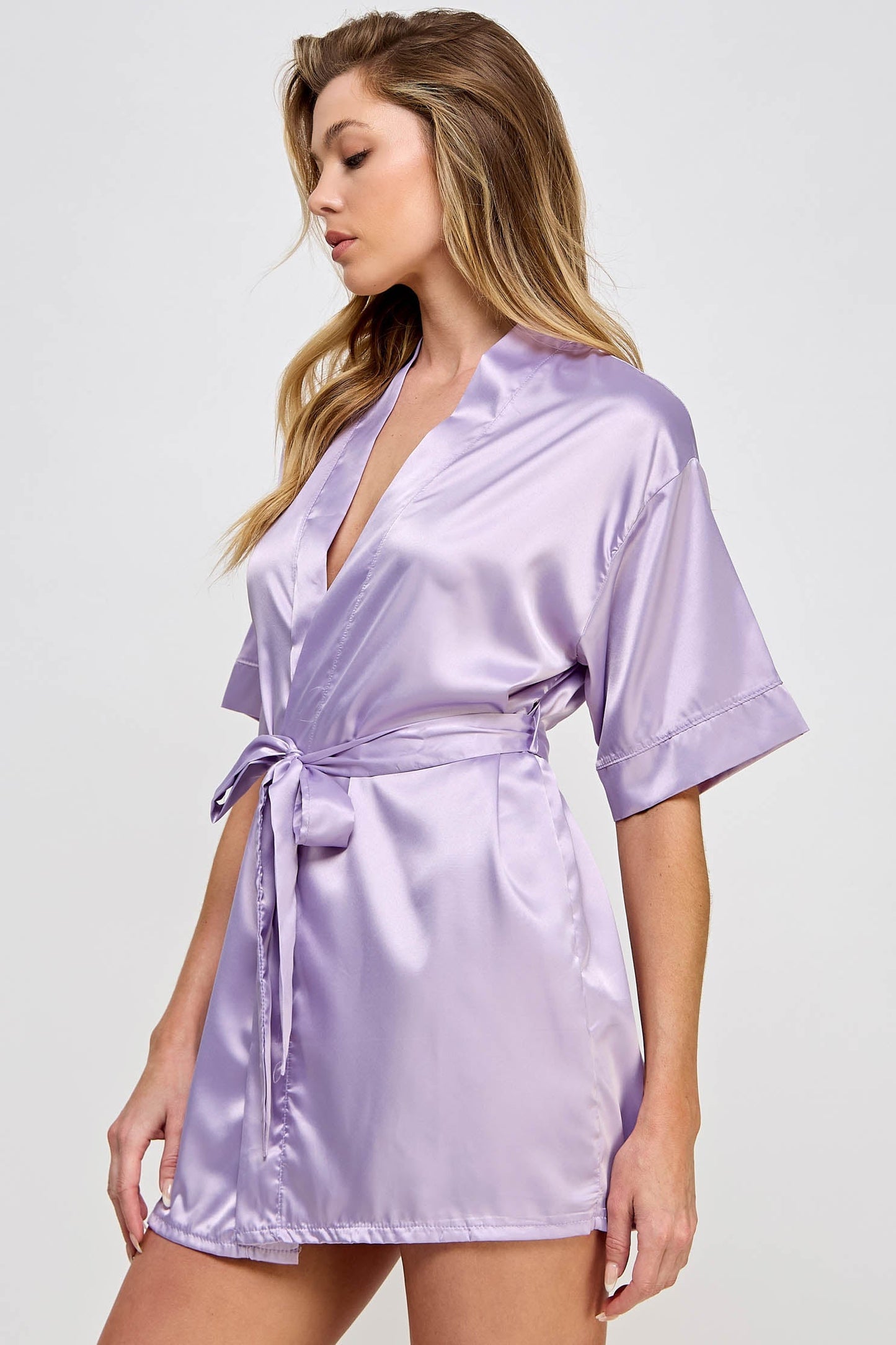 BeWicked Satin Getting Ready Robe Lavender