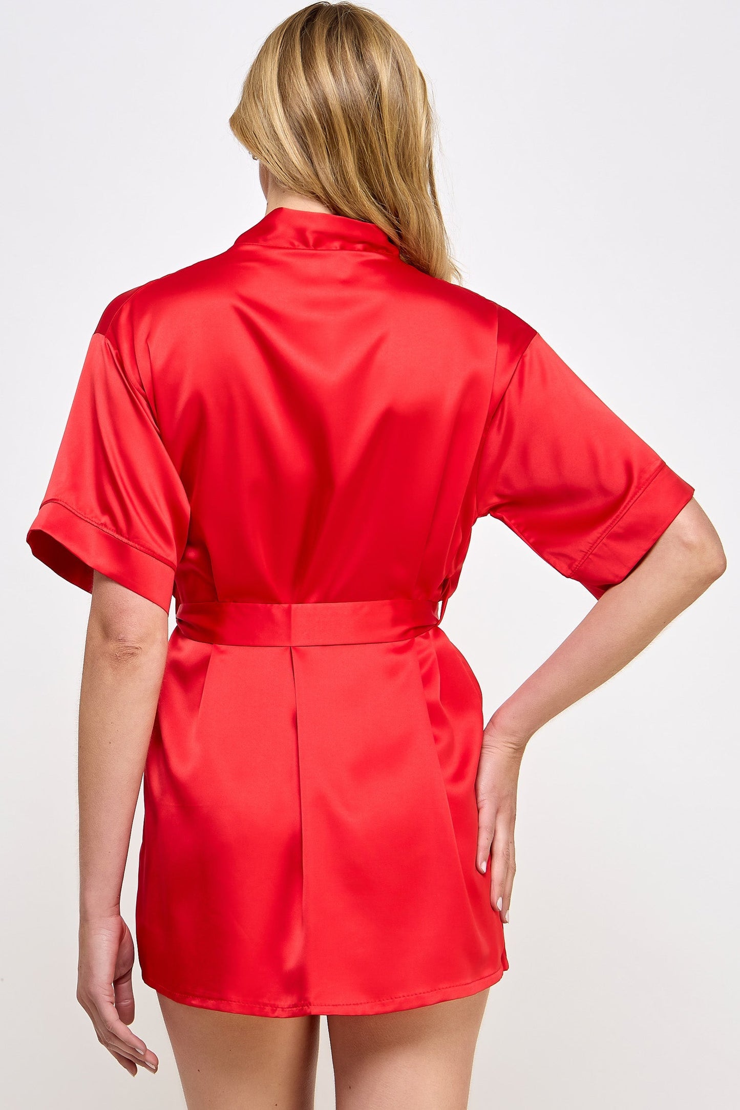 BeWicked Satin Getting Ready Robe Red