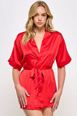 BeWicked Satin Getting Ready Robe Red
