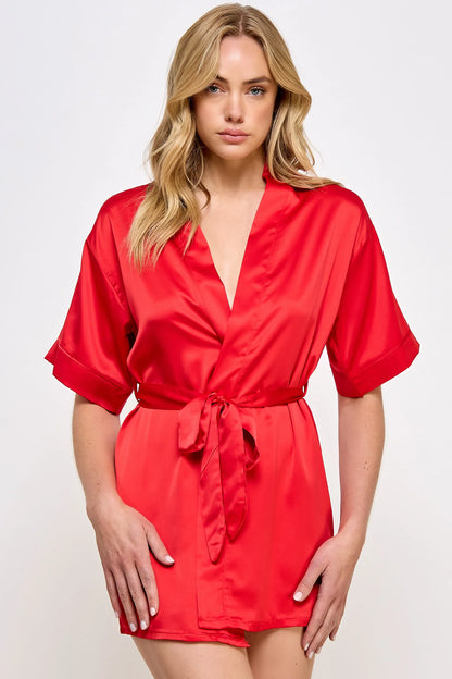 BeWicked Satin Home Alone Robe Red