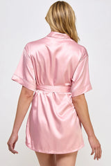 BeWicked Satin Getting Ready Robe Rose Pink
