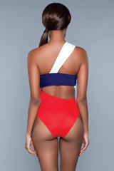 Be Wicked Kennedy Swimsuit White/Red/Blue
