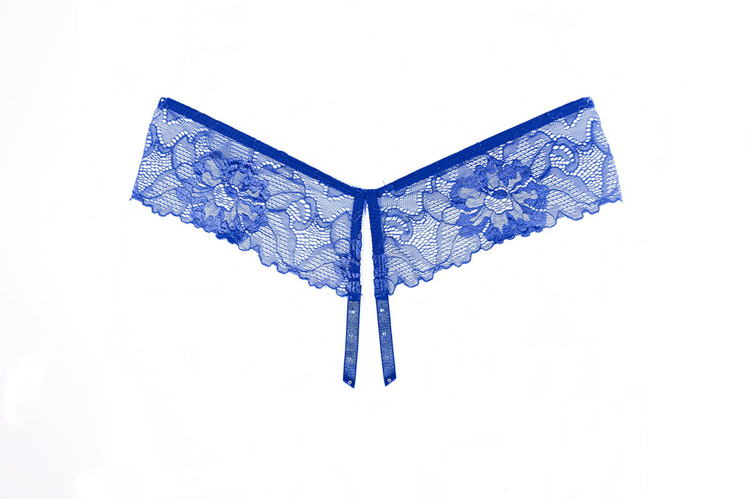 Allure Lingerie Tallulah Lace Open Panty Blue