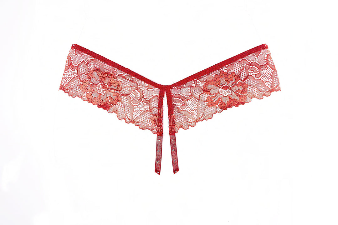 Allure Lingerie Tallulah Lace Open Panty Red