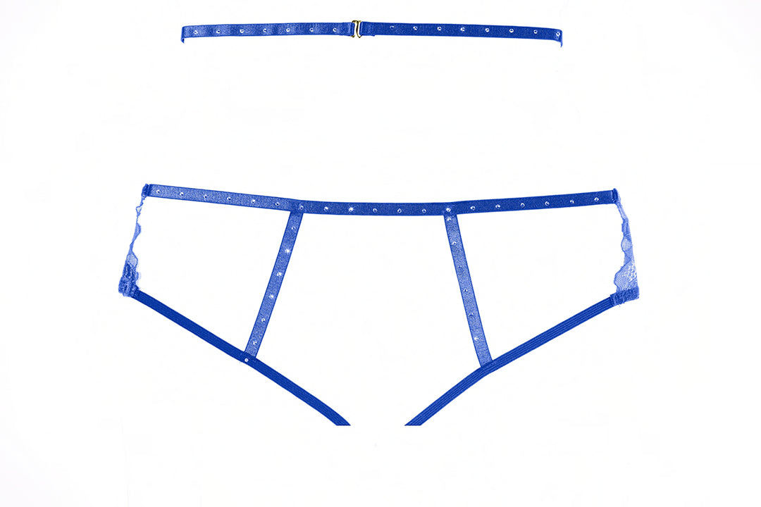 Allure Lingerie Charlotte Lace Open Garter Panty Blue