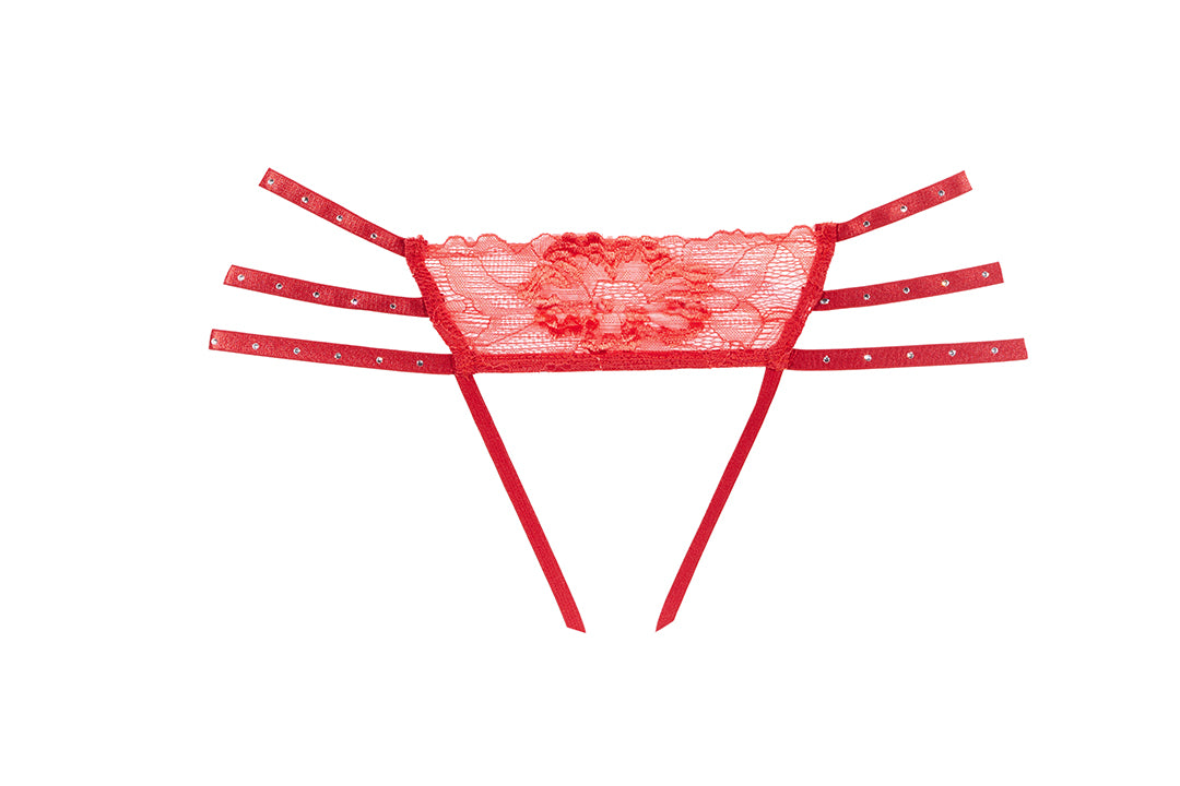 Allure Lingerie Nicole Lace Crotchless Panty Red