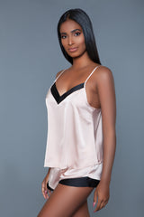 BeWicked Natalie Satin Pajama Set Beige
