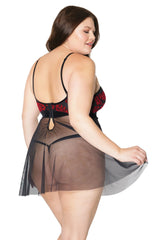 Coquette Queen Yes Queen Babydoll & G-String Halter Red