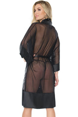 Coquette Enrobed Robe Sheer Black