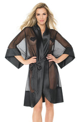Coquette Enrobed Robe Sheer Black