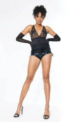 Coquette Peep Show Teddy Crotchless Black