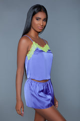 BeWicked Callie Satin Pajama Set Purple