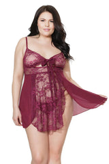 Coquette Queen Pour Me Another Babydoll & G-String Red