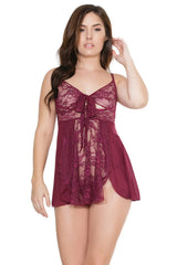 Coquette Queen Pour Me Another Babydoll & G-String Red