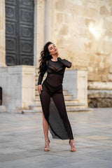 Axami 10679 Sheer Soft Tulle Long Dress Saturday Night Luxury MADE IN EUROPE