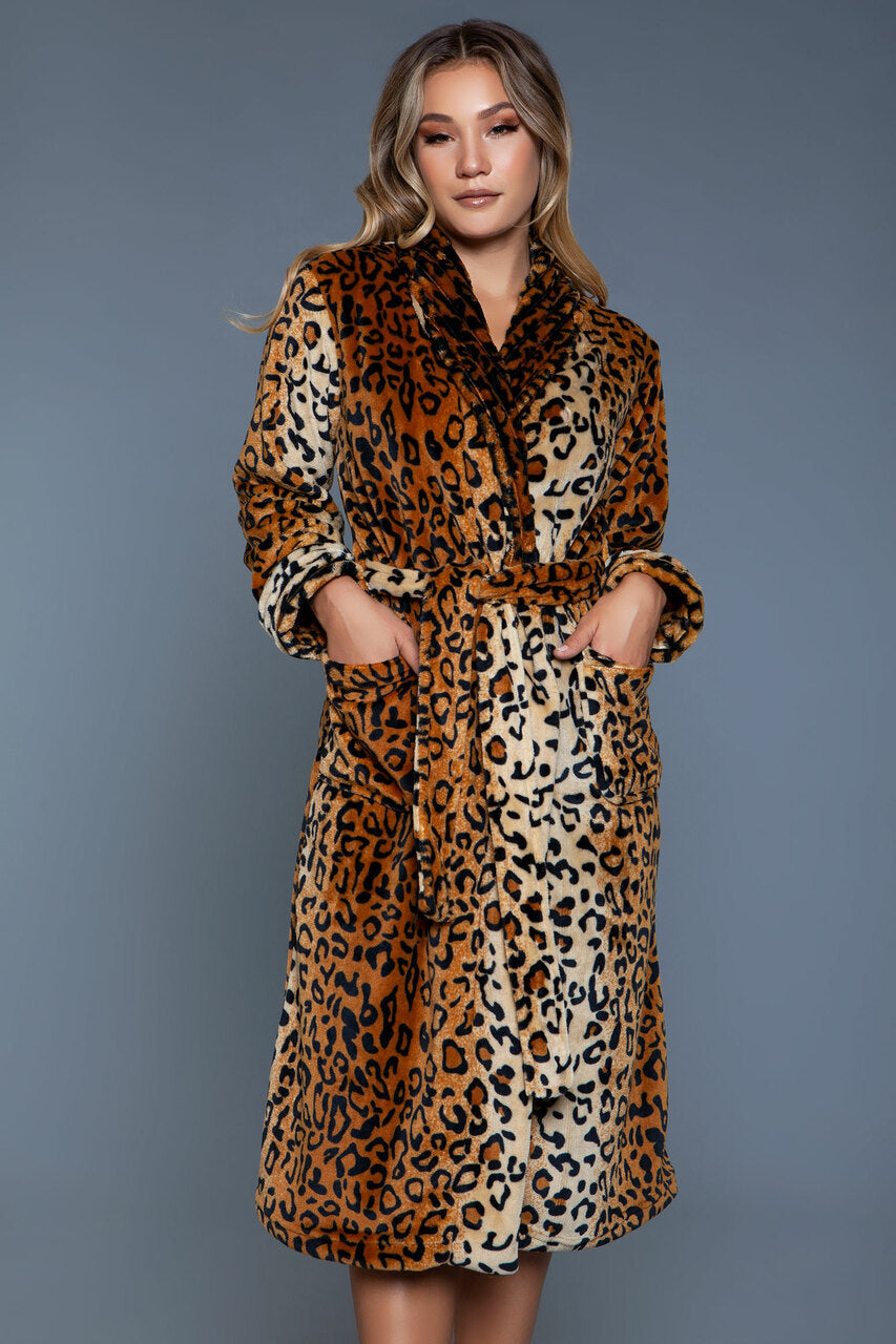 BeWicked Leopard Robe Soft Flannel